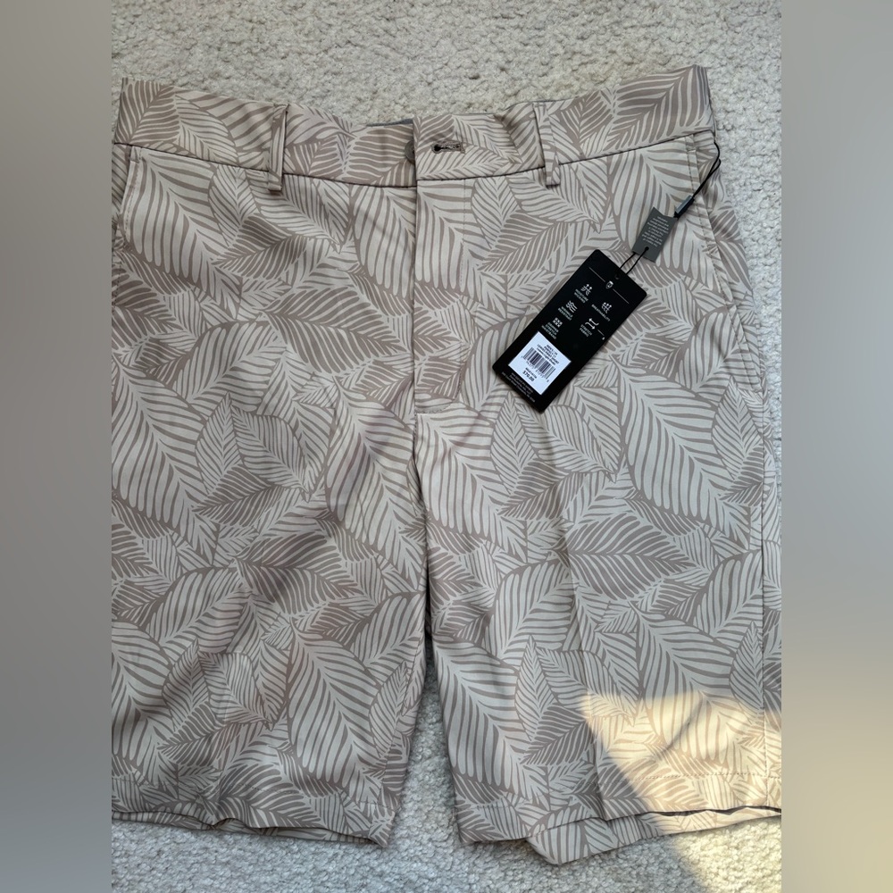 Walter Hagan Golf Neutral Leaf Print Trousers - Beige & Cream